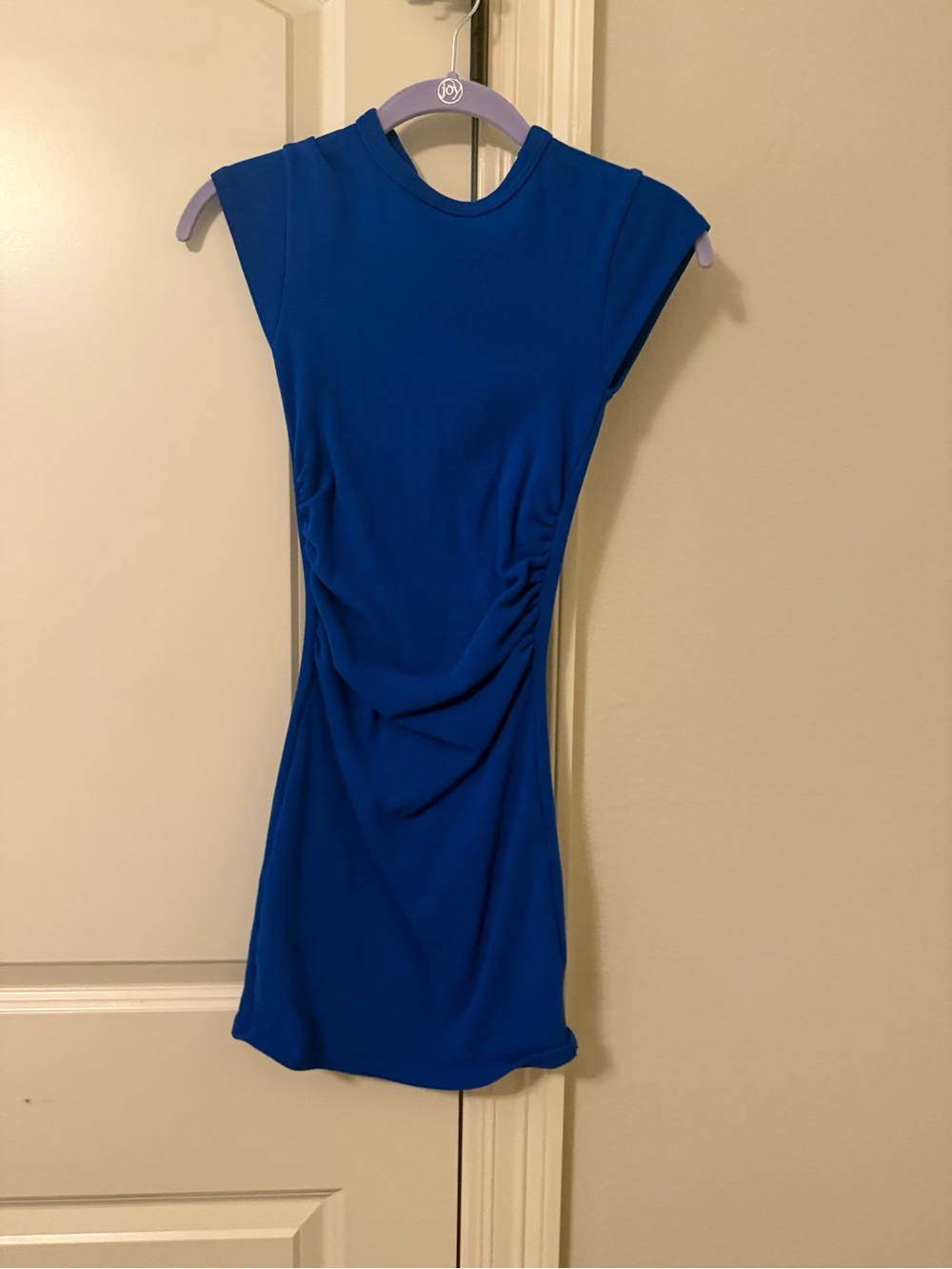 Zara Cobalt Blue Cap-Sleeve Ruched Bodycon Dress